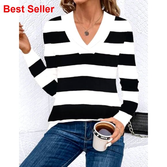 V-Neck Polo Collar Knit Sweater Tunic, Business Casual Pullover, Long Sleeve - Picture 3 of 7